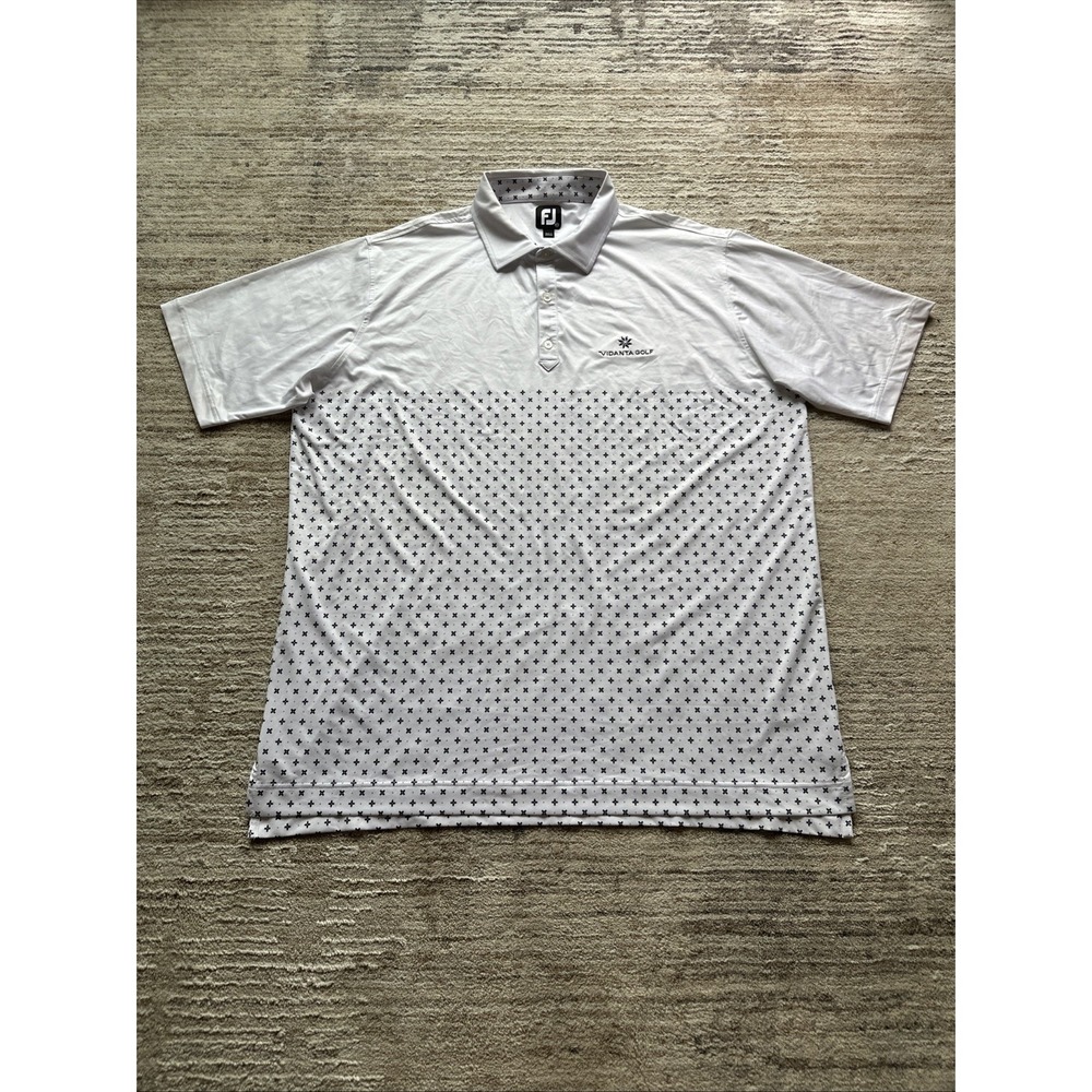 Footjoy Polo Shirt Men White 2XL(T) Engineered Foulard Lisle Performance Stretch